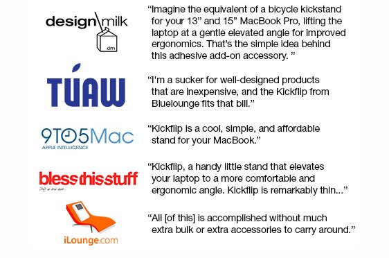 Bluelounge Kickflip MacBook Pro 15/16" Udklappeligt Støtte Sort