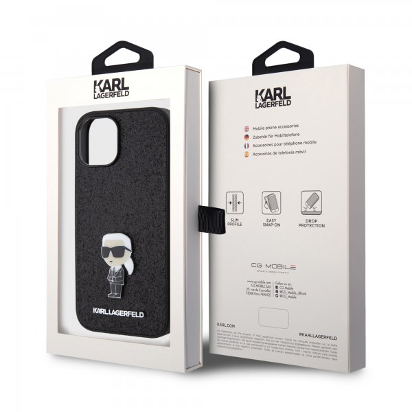 Karl Lagerfeld iPhone 15 Cover Fixed Glitter Sort