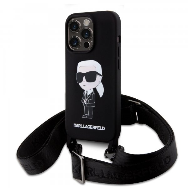 Karl Lagerfeld iPhone 15 Cover Ikonik Crossbody Sort