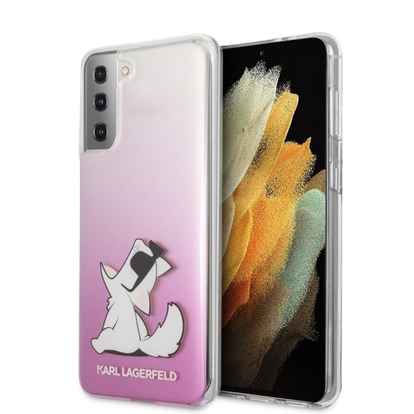 Karl Lagerfeld Samsung Galaxy S21 Plus Cover Choupette Transparent Rosa