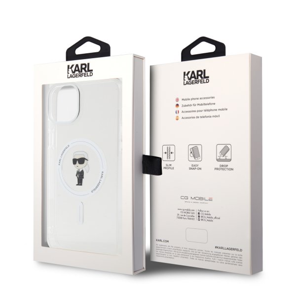 Karl Lagerfeld iPhone 15 Plus Cover Ikonik MagSafe Transparent