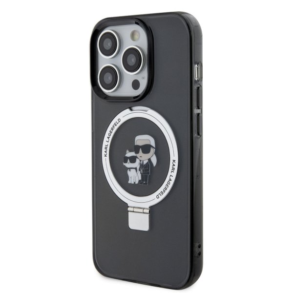 Karl Lagerfeld iPhone 15 Plus Cover Ring Stand MagSafe Sort
