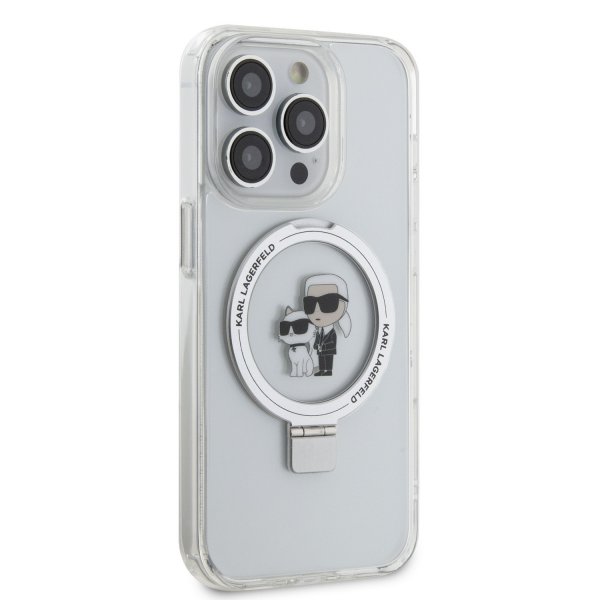 Karl Lagerfeld iPhone 15 Cover Ring Stand MagSafe Hvid