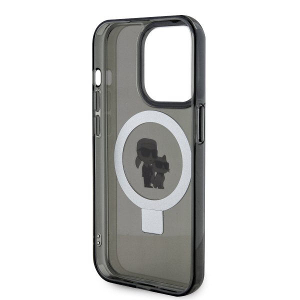Karl Lagerfeld iPhone 15 Cover Ring Stand MagSafe Sort