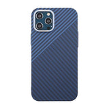 iPhone 12 Pro Max Cover Kulfibermønster Blå Grå
