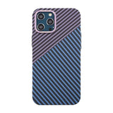 iPhone 12 Pro Max Cover Kulfibermønster Blå Lilla