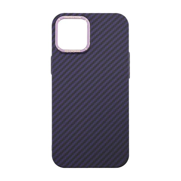 iPhone 12 Pro Max Cover Kulfibermønster Lilla