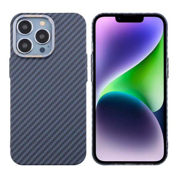 iPhone 13 Pro Cover Kulfibermønster Blå