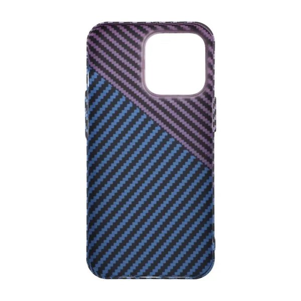 iPhone 13 Pro Cover Kulfiber Mønster Blå Lilla