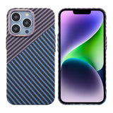 iPhone 13 Pro Cover Kulfiber Mønster Blå Lilla