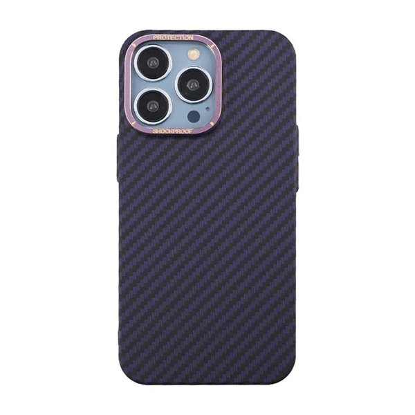 iPhone 13 Pro Cover Kulfibermønster Lilla