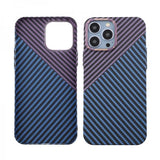 iPhone 13 Pro Max Cover Kulfibermønster Blå Lilla