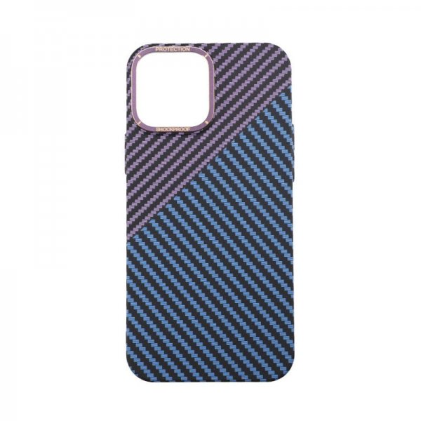 iPhone 13 Pro Max Cover Kulfibermønster Blå Lilla