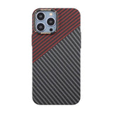 iPhone 13 Pro Max Cover Kulfibermønster Sort Rød