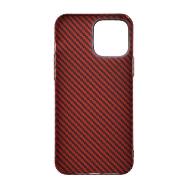 iPhone 13 Pro Max Cover Kulfibermønster Rød