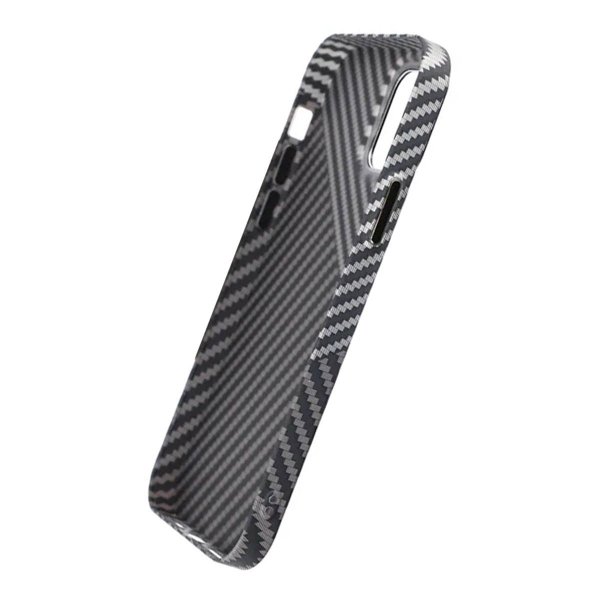 iPhone 13 Pro Max Cover Kulfibermønster Sort Hvid