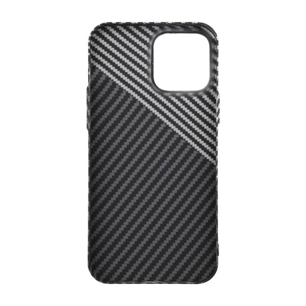 iPhone 13 Pro Max Cover Kulfibermønster Sort Hvid