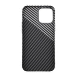 iPhone 13 Pro Max Cover Kulfibermønster Sort Hvid