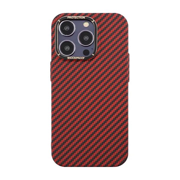 iPhone 13 Pro Cover Kulfibermønster Rød