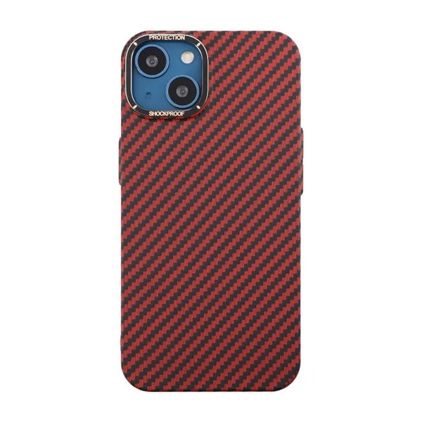 iPhone 13 Cover Kulfibermønster Rød