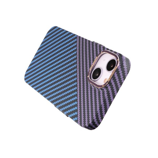 iPhone 14 Cover Kulfibermønster Blå Lilla