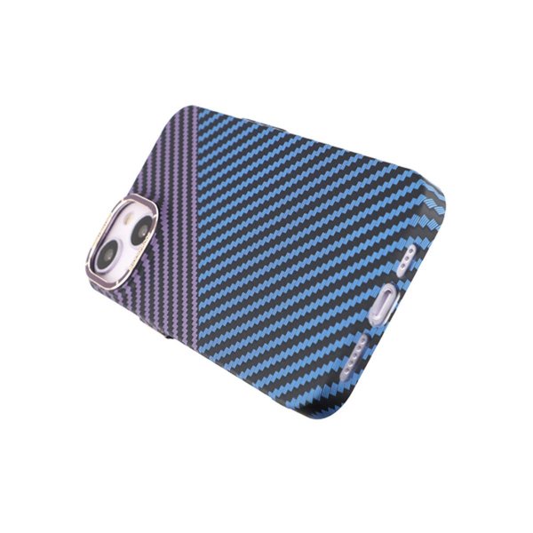 iPhone 14 Cover Kulfibermønster Blå Lilla