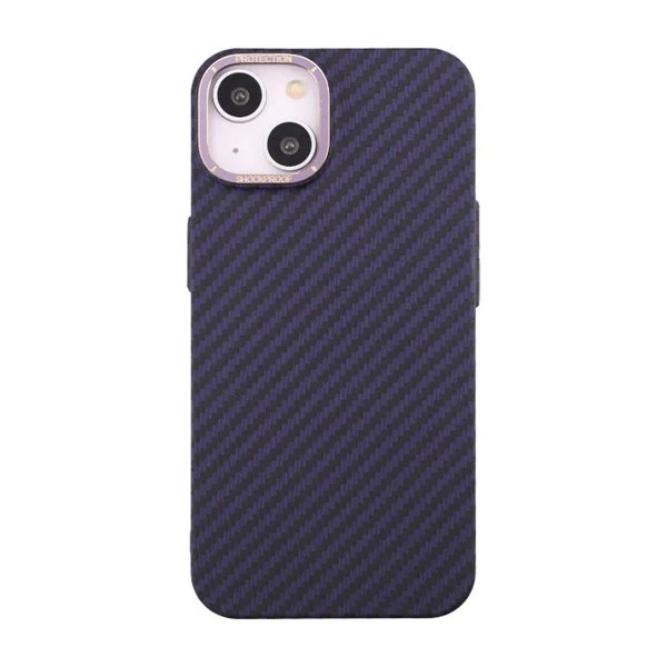 iPhone 14 Cover Kulfibermønster Lilla