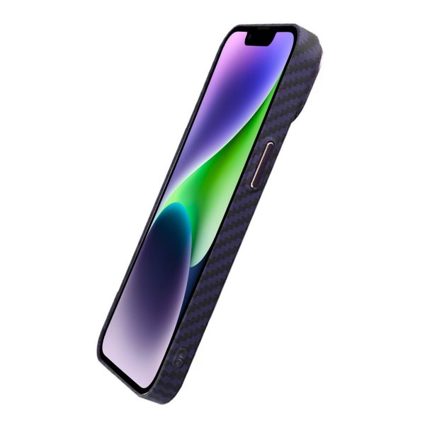 iPhone 14 Cover Kulfibermønster Lilla