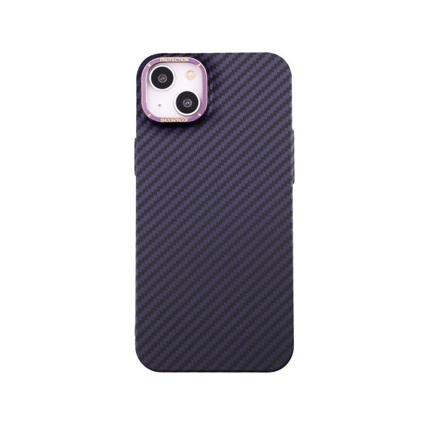 iPhone 14 Plus Cover Kulfiber Mønster Lilla