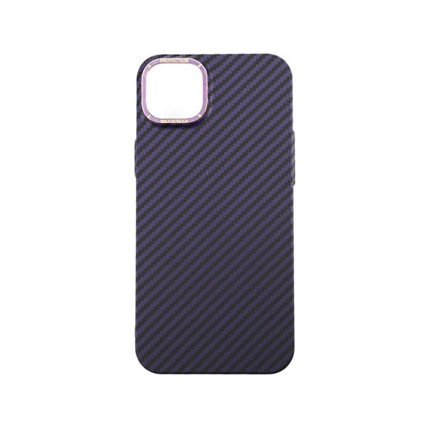 iPhone 14 Plus Cover Kulfiber Mønster Lilla