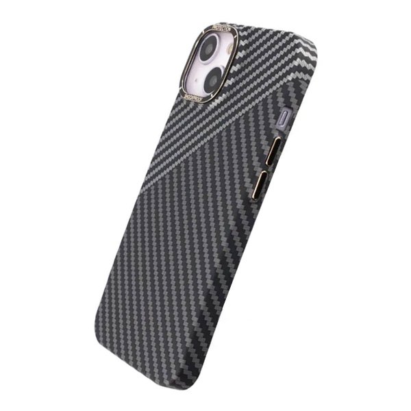iPhone 14 Plus Cover Kulstofmønster Sort Hvid