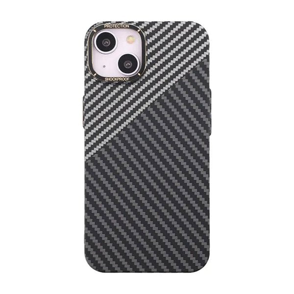 iPhone 14 Plus Cover Kulstofmønster Sort Hvid