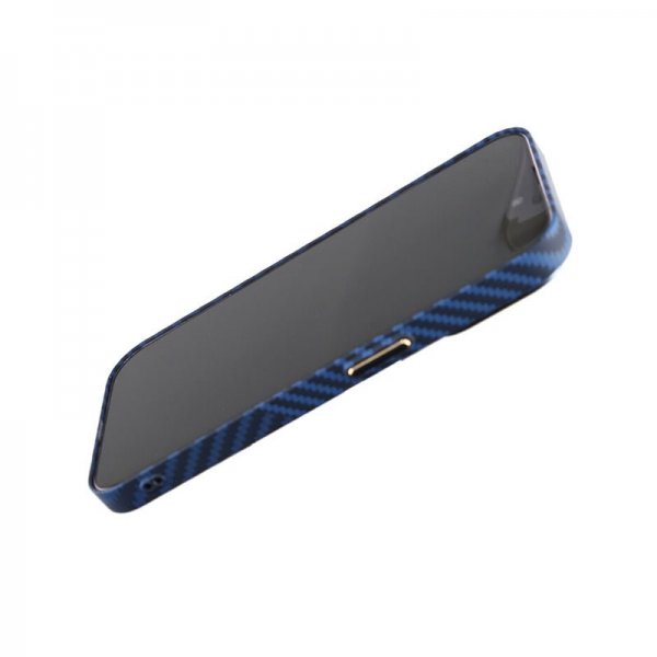iPhone 14 Pro Cover Kulfibermønster Blå Grå