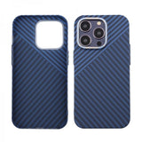 iPhone 14 Pro Cover Kulfibermønster Blå Grå