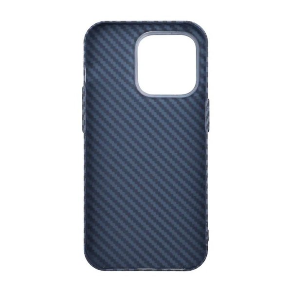 iPhone 14 Pro Cover Kulfibermønster Blå