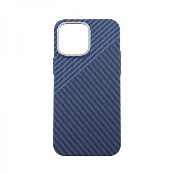 iPhone 14 Pro Max Cover Kulfibermønster Blå Grå