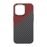 iPhone 14 Pro Cover Kulfibermønster Rød Sort