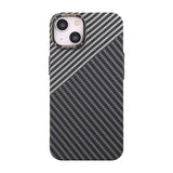 iPhone 14 Cover Kulfiber Mønster Sort Hvid