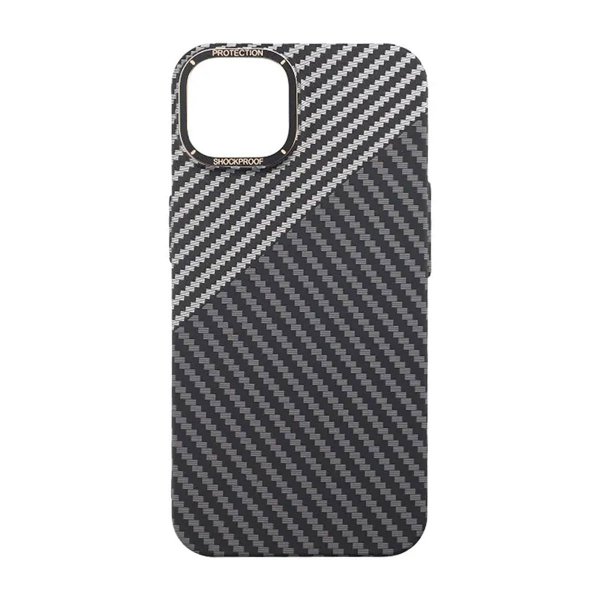 iPhone 14 Cover Kulfiber Mønster Sort Hvid