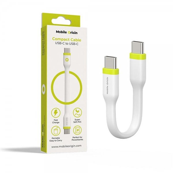 Mobile Origin Kompakt USB-C Kabel 10 cm Hvid
