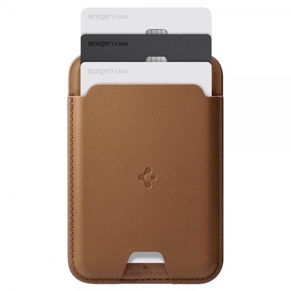 Spigen MagSafe Kortholder Valentinus 3 Cards Holder MagFit Brun
