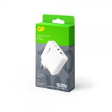 GP Oplader 100W GaN 2xUSB-C + 2xUSB-A