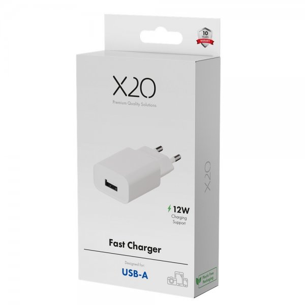 X2O Oplader 12W USB-A Hvid