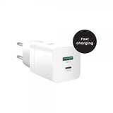 MobileFriend Oplader 2 port USB-A & USB-C 30W Hvid