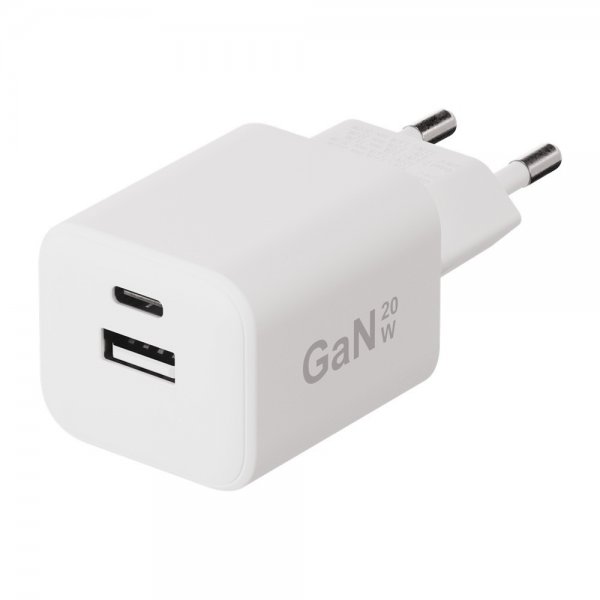 X2O Oplader 20W Dobbelt USB-C/USB-A GaN Hvid