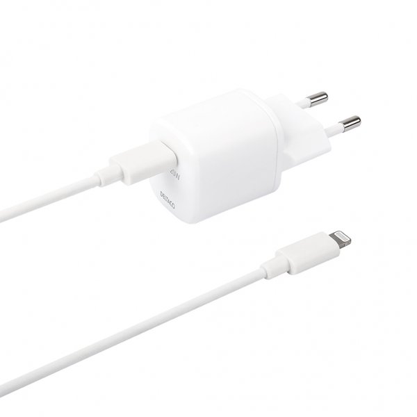 Deltaco Oplader 20W USB-C PD med USB-C-Lightningkabel 1 meter Hvid