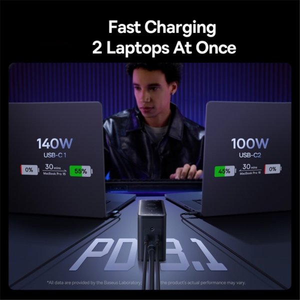 Baseus Oplader 240W Digital GaN Desktop Fast Charger