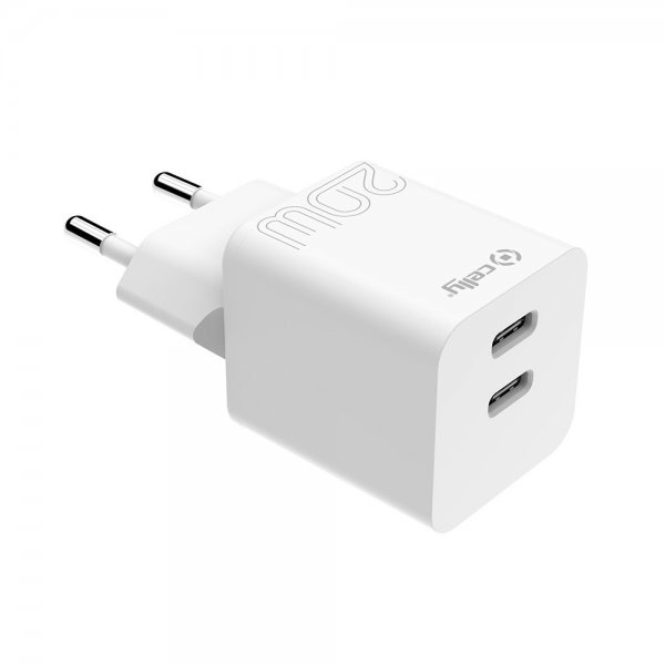 Celly Oplader 2xUSB-C 20W Hvid