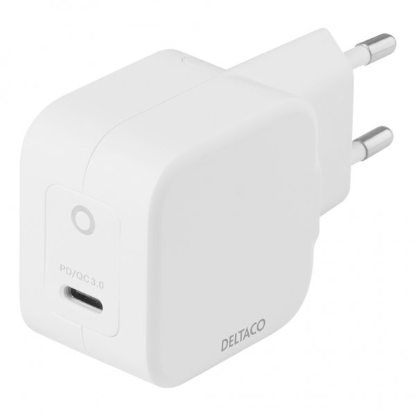 Deltaco Oplader 30W USB-C PD GaN Hvid