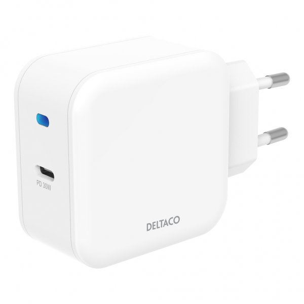 Deltaco Oplader 30W USB-C PD Hvid